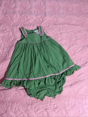 Bebe Mignon Green and Pink Gingham Dress with Ruffle Strap